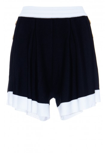 BALMAIN 6 BTN KNIT PLEATED SHORTS