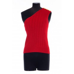 BALMAIN 3 BTN ASYMETRIC KNIT TOP