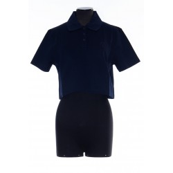 SAINT LAURENT POLO CROPPED PIQUE DE COTON OUVERT