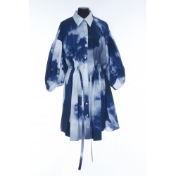 ALEXANDER MCQUEEN WOMEN'S BLUE SKY BALLOON SLEEVE DRESS IN BLUE 