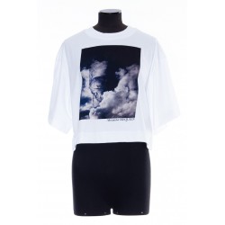 ALEXANDER MCQUEEN WOMEN'S STORM SKULL CROPPED T-SHIRT IN WHITE 