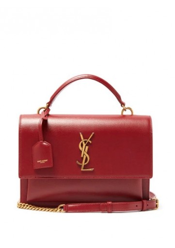 SAINT LAURENT SUNSET LARGE CHAIN ??BAG SMOOTH LEATHER ASPEN GOLD FINISHES