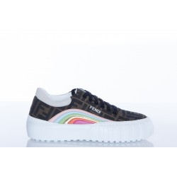 FENDI FORCE BROWN FABRIC LOW-TOPS