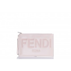 FENDI LARGE FLAT POUCH PINK LEATHER POUCH