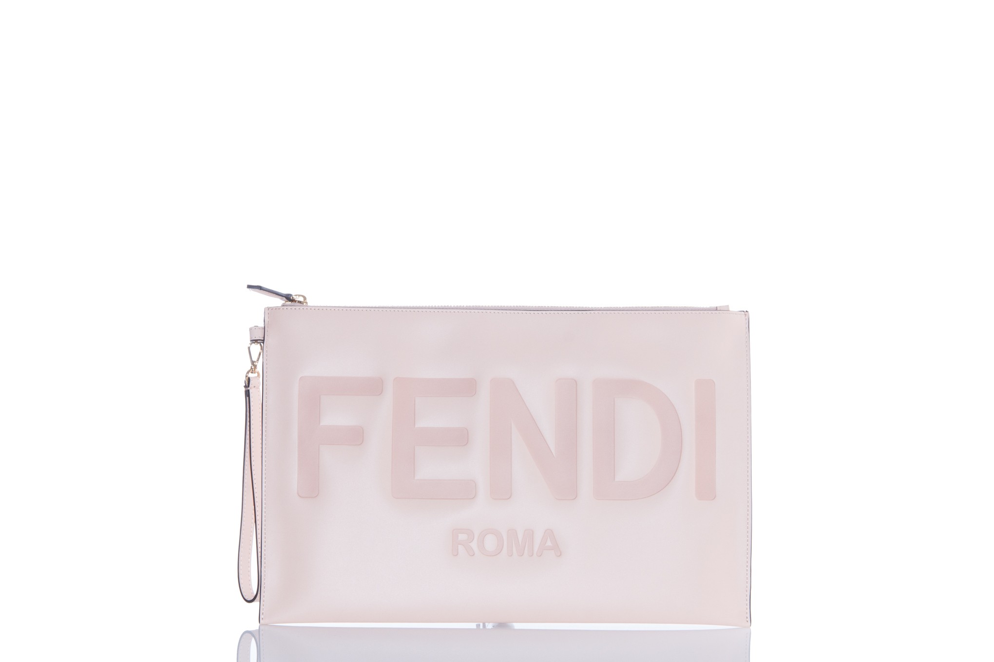 Fendi Roma Flat Pouch Large - White leather pouch