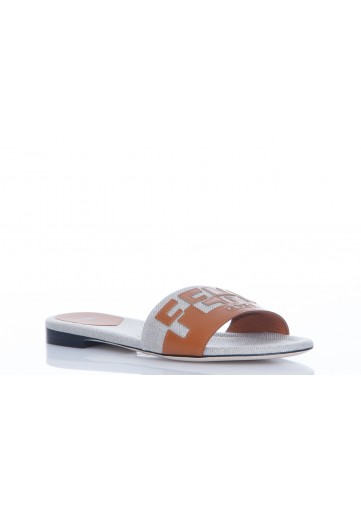 FENDI SLIDE VITELLO+ TESS.CANVAS   