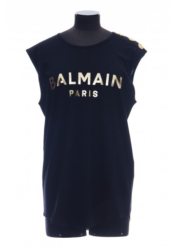 3 BTN BALMAIN FOIL TANK TOP