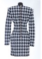 LS 6BTN HOUNDSTOOTH WRAP KNIT DRESS