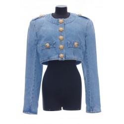 SIDE TO SIDE EMBRDRD DENIM CROP SPENCER