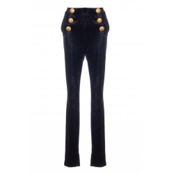 HW 6BTN SHORT-HAIR VELVET SKINNY PANTS