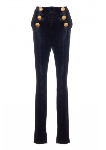 HW 6BTN SHORT-HAIR VELVET SKINNY PANTS