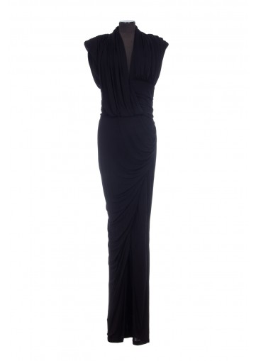 SLEEVELESS DRAPED JERSEY LONG DRESS