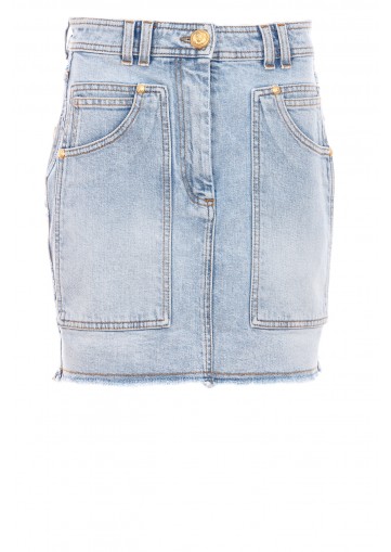 VINTAGE BLUE DENIM SHORT SKIRT