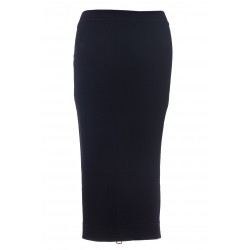 RIBBED KNIT ZIPPED KNEE-LENGTH SKIRT