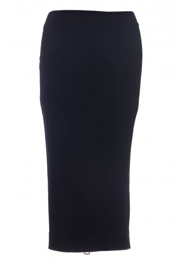 RIBBED KNIT ZIPPED KNEE-LENGTH SKIRT