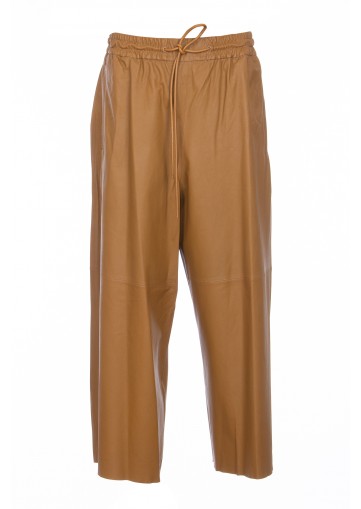 WIDE LEG LEATHER TROUSERS