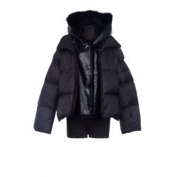 SHORT MIXED FABRIC "A LINE DOWN JACKET