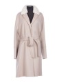 CASHMERE WOOL BELTED COAT WITH MINK COLLAR