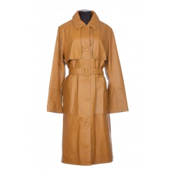 FITTED LEATHER TRENCH COAT