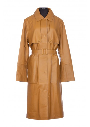 FITTED LEATHER TRENCH COAT