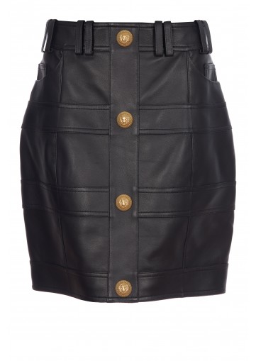 HW LEATHER BUTTONED SHORT SKIRT