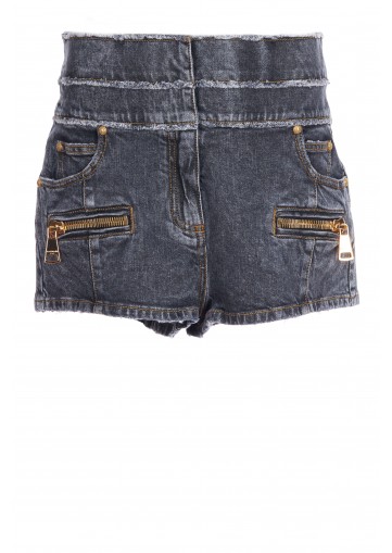 HW ZIPPED USED DENIM SHORTS