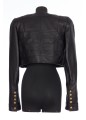 COLLARLESS LEATHER CROPPED JACKET