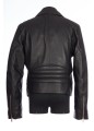 ZIPPED LAMBSKIN LEATHER BIKER JACKET