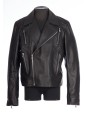 ZIPPED LAMBSKIN LEATHER BIKER JACKET