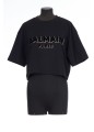 BALMAIN METTALIC FLOCK CROPPED T-SHIRT