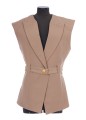 SLEEVELESS BELTED GRAIN DE POUDRE JACKET