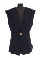 SLEEVELESS BELTED GRAIN DE POUDRE JACKET