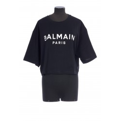 CROPPED BALMAIN PRINT T-SHIRT