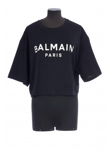 CROPPED BALMAIN PRINT T-SHIRT