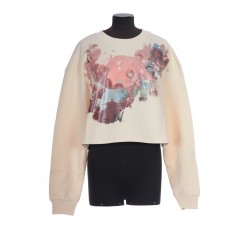 BALMAIN PASTEL PRINTED CROPPED SWEAT