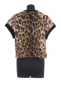 LEOPARD PRINTED LINEN JERSEY CROPPED TS