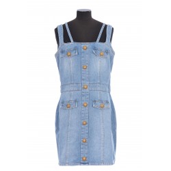 4 PKTS STRAPPED SHORT BLUE DENIM DRESS