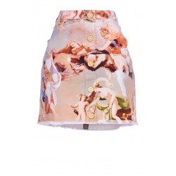 HW PASTEL PRINTED DENIM SHORT SKIRT