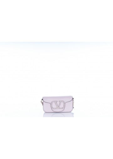 SMALL SHOULDER BAG VITELLO/PLATINUM-RHINESTONES LOGO