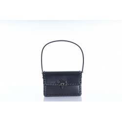 SHOULDER BAG VITELLO LISCIO RUTHENIUM STUDS