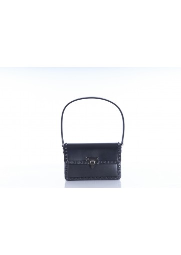 SHOULDER BAG VITELLO LISCIO RUTHENIUM STUDS