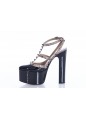 ANKLE STRAP VERNICE/NAPPA PLATINUM STUDS T. 55/155