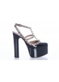 ANKLE STRAP VERNICE/NAPPA PLATINUM STUDS T. 55/155