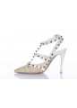 ANKLE STRAP RAFIA /VITELLO PLATINUM STUDS T. 100