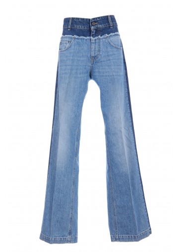 PANELED BLUE DENIM JEANS