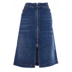 BLUE DENIM ZIP MIDI SKIRT