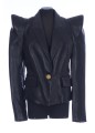 1 BTN SHOULDER PAD LEATHER JACKET