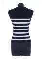 SL 6 BTN STRIPED KNIT SHORT TOP