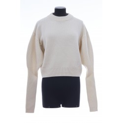 CRWNK CROP JUMPER-WOOL CASHMERE PLAIN/RIB KNIT