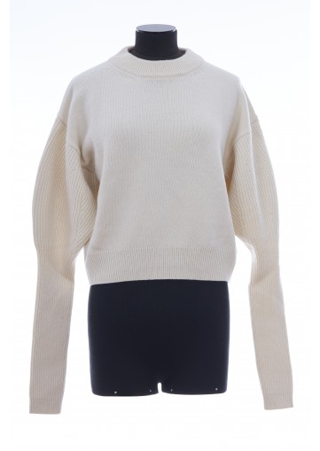 CRWNK CROP JUMPER-WOOL CASHMERE PLAIN/RIB KNIT